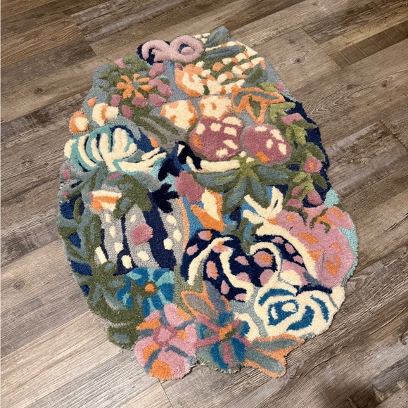 Anthropologie Hand-Tufted Multicolored Fleur Rug